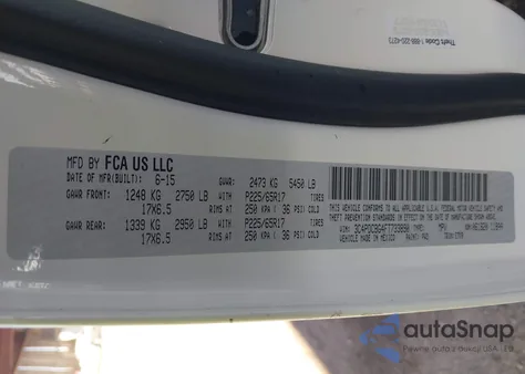 2015 Dodge Journey Sxt из США, поврежденный, VIN 3C4PDCBG4FT733890